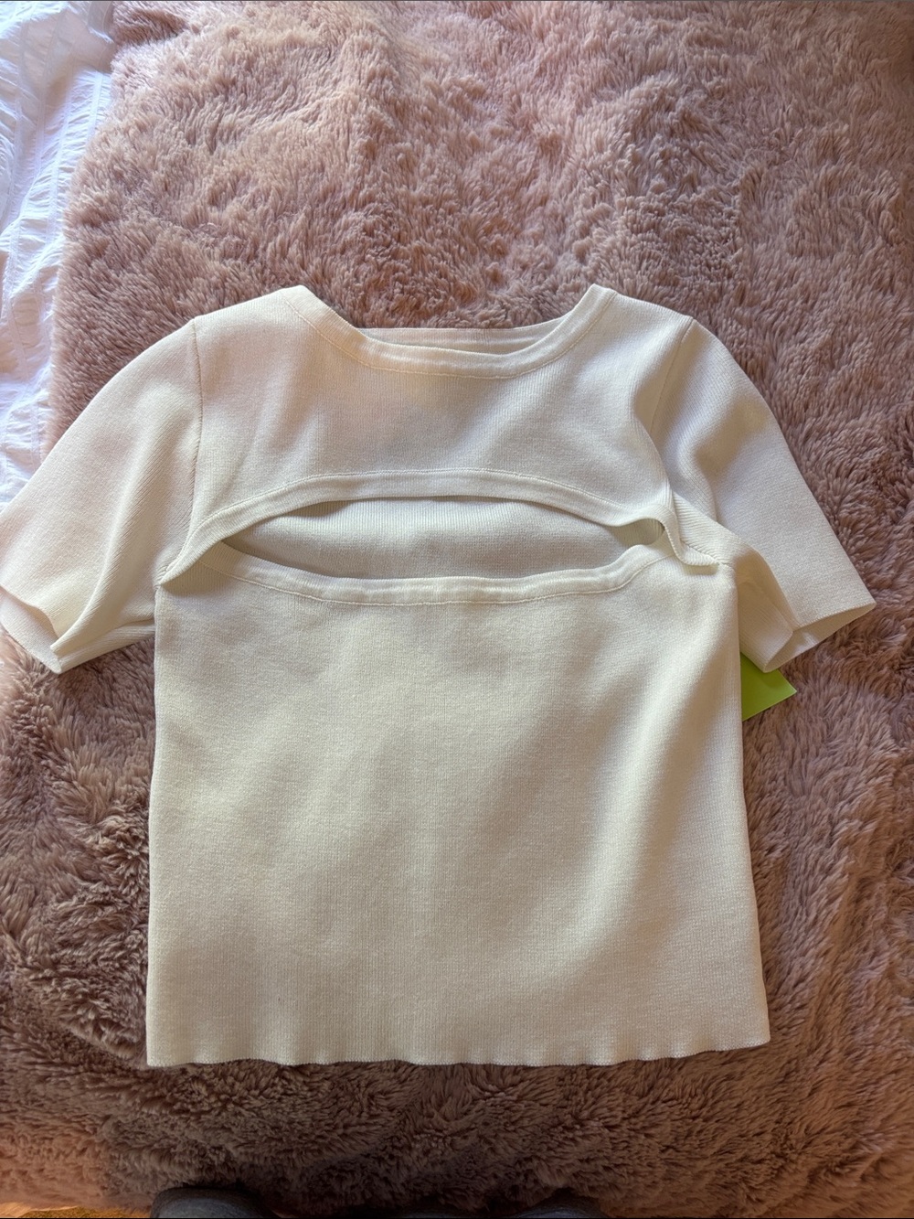 Better Be Cream Short Sleeve Cutout Knit Top